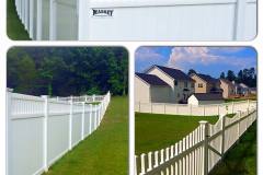 Massey White Vinyl Privacy with Spindle top and Scalloped Picket Fence
